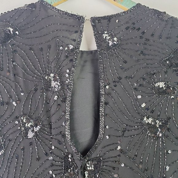 Vtg 80s Stenay Flapper Style Full Beaded Dress Sz 2P - Picture 10 of 10